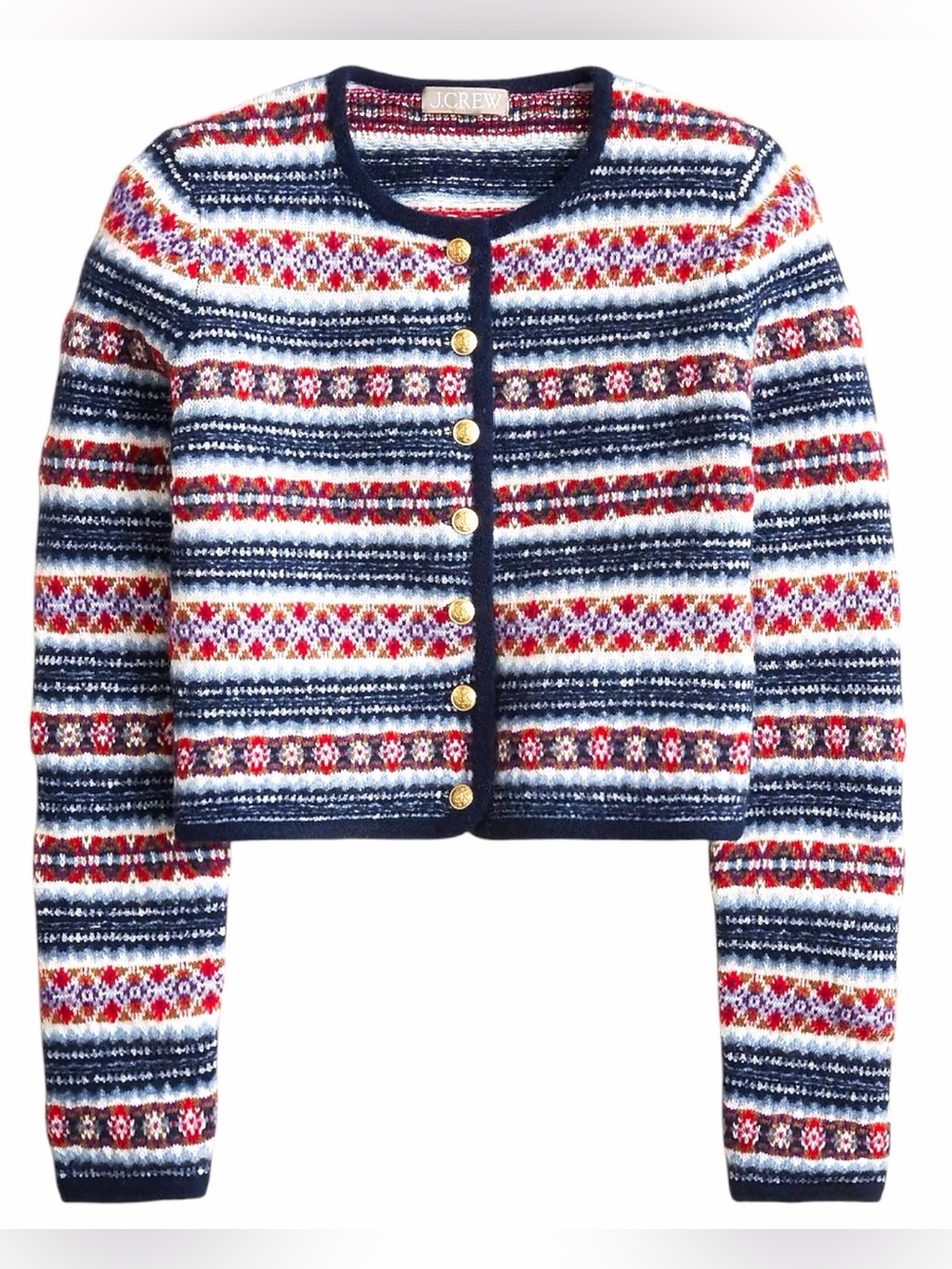 J. Crew Fair Isle Wool Blend Button Down Sweater Size Large